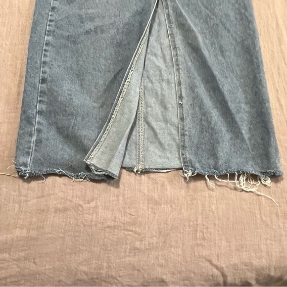 Happily Grey Blue Denim Maxi Skirt with high slit Size 5 trendy basics school - Picture 3 of 8